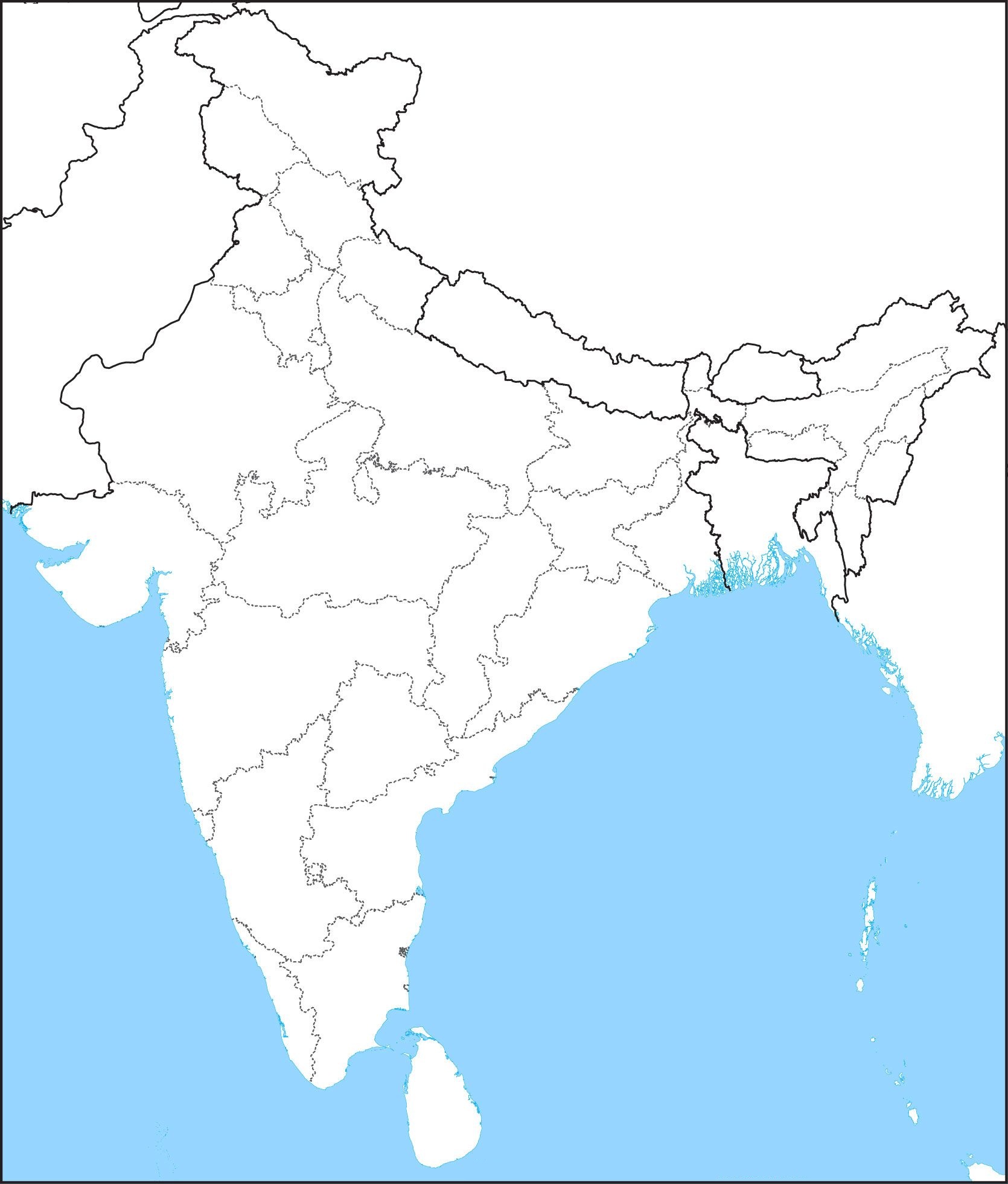 Outline map of India